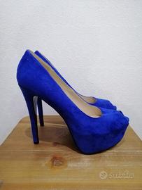 scarpe con tacco, plateau e open toe in ecopelle 