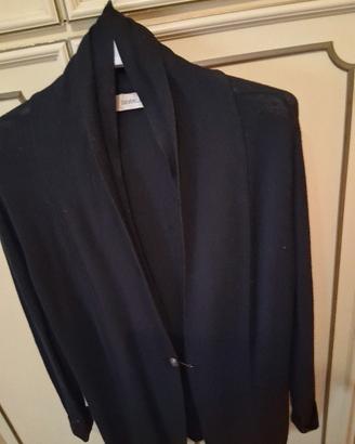 Cardigan nero con un bottone solo, lungo