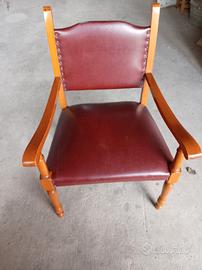 Poltroncina anni '60. Legno e pelle 