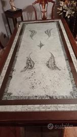 tavolo in marmo e legno completo di 6 sedie