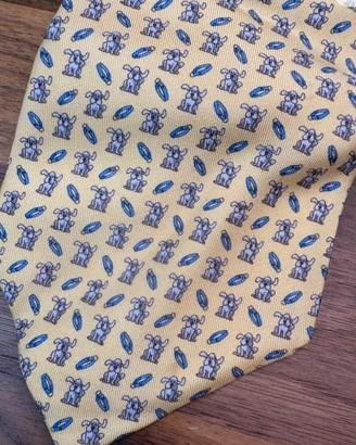 cravatta ferragamo gialla con cani