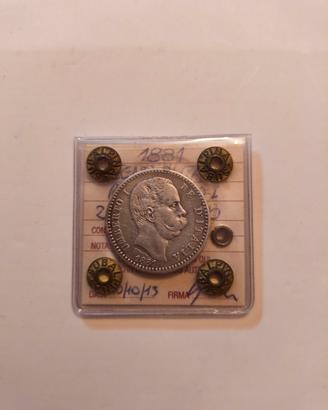 2 Lire 1881 Umberto I (1° Tipo) - Regno d'Italia