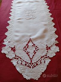 antico runner intaglio e ricamo a mano su lino co 