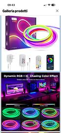 Striscia led 2 metri neon RGBIC con telec e App BT