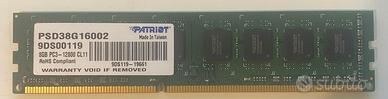 RAM Patriot 8GB DDR3 1600MHz PC3-12800 DesktoP
