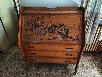 Cassettone con ribalta secretair 1950 circa