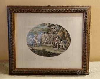 quadro con cornice in legno intarsiato