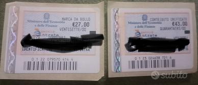 marca da bollo 27€ e contributo unificato 43€