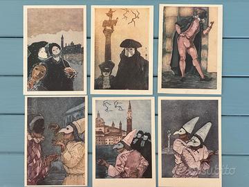 6 cartoline Carnevale di Venezia Vintage