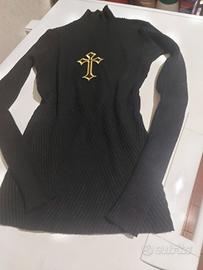 rebel maglioncino dolcevita con inserto croce 