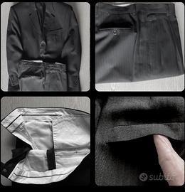 Abito vestito completo in lana elegante nero nuovo