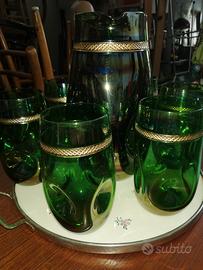 Bicchieri e caraffa vetro di Murano