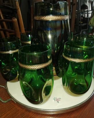 Bicchieri e caraffa vetro di Murano