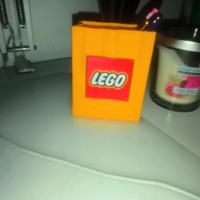 porta penne a forma di sacchetto lego