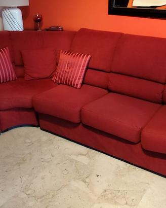 Divano angolare Alcantara rosso sfoderabile