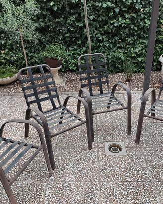 4 sedie da giardino struttura in alluminio 