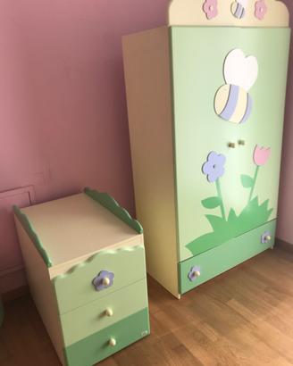 Cameretta da bambina MIBB verde e gialla