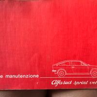 Alfa Sud Sprint Veloce 1979. Libretto manutenzione