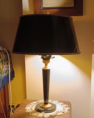 Lampada da tavolo in marmo nero e bronzo dorato 