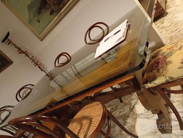 Piano tavolo-cristallo spessore 18mm dim.208x108cm