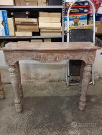 console decapata bianca in legno di teak