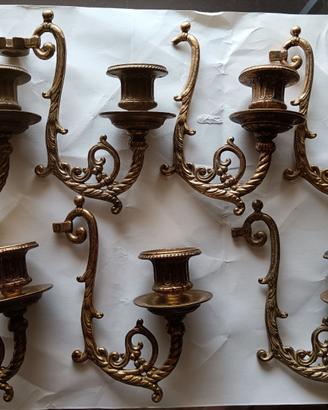 7 braccetti da lampada in ottone dorato