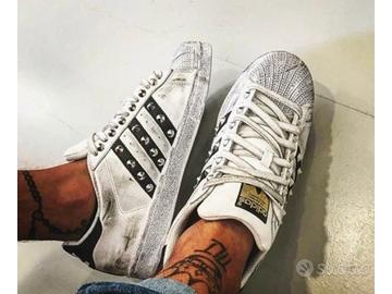 Adidas Superstar Bianche Vintage Borchiate Argento