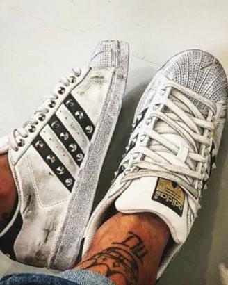 Adidas Superstar Bianche Vintage Borchiate Argento