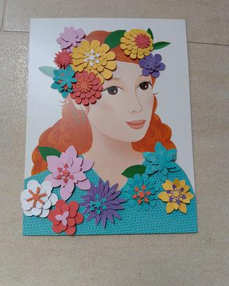 Quadro in cartone con fiori 3D