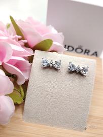 Orecchini originali Pandora fiocco argento 925