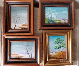 Set 4 dipinti incorniciati - Vintage 