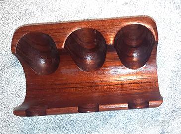 Porta pipe/supporto per 3 pipe vintage in teak
