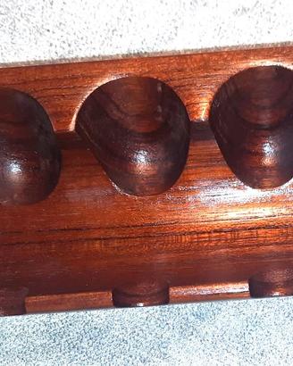 Porta pipe/supporto per 3 pipe vintage in teak