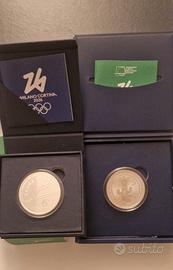 due monete argento puro olimpiadi Cortina