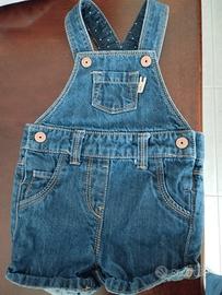 Salopette di jeans corta neonato 6-9 mesi