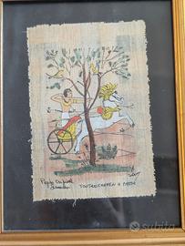 2 quadretti su carta papiro con certificato