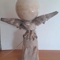 VENTENNIO LAMPADA  AQUILA C/GLOBO MARMO ALABASTRO