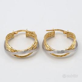 Orecchini cerchio oro giallo e bianco 18kt E.510