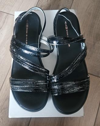 Sandali A&M Made in Italy – Pelle Cocco Nero