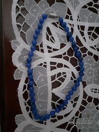 Collana girocollo in agata blu