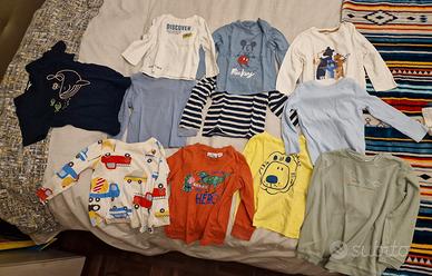 11 magliette t-shirt neonato 18 mesi stock 