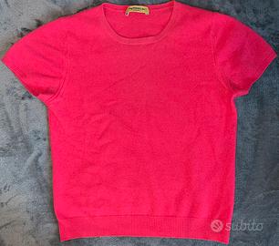 Mette Maglia 100% Cashmere Manica Corta Rosa