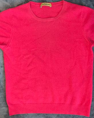 Mette Maglia 100% Cashmere Manica Corta Rosa
