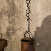 Secchio paiolo catena camino rame