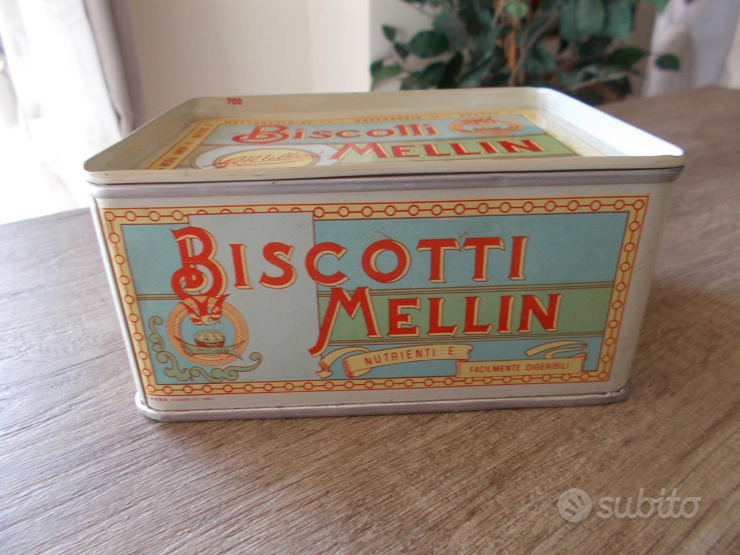 Scatola in latta vintage Biscotti Mellin - Collezionismo In