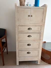 Cassettiera, mobile archivio vintage legno shabby