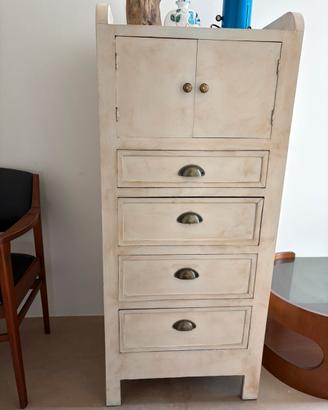 Cassettiera, mobile archivio vintage legno shabby