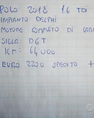 Motore volkswagen polo 1,6 tdi tipo dtg