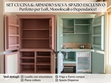 Set cucina e dispensa a scomparsa (legno massello)