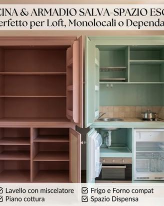 Set cucina e dispensa a scomparsa (legno massello)